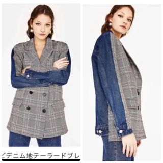 ベルシュカ(Bershka)の新品 コンビ デニム テーラード ブレザー ベルシュカ ジャケット sacai(テーラードジャケット)