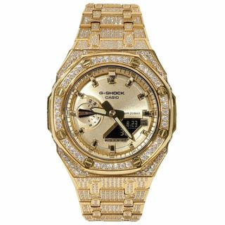 ジーショック(G-SHOCK)のG-SHOCK GA2100gb GARISH GOLD メタル カスタム フルカスタム カシオーク CZダイヤ（キュービックジルコニア）シルバー ステンレス製 全面カスタマイズ ブラックダイヤル(腕時計(アナログ))