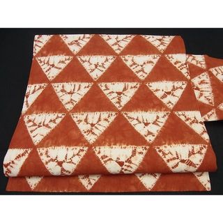 平和屋1□極上 岩手の匠 草紫堂 南部絞り 茜染 九寸名古屋帯 綿 逸品