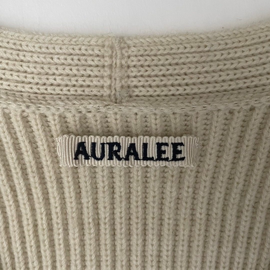 AURALEE オーラリー 美品 ウールカシミヤVネックリブニット オフホワイト