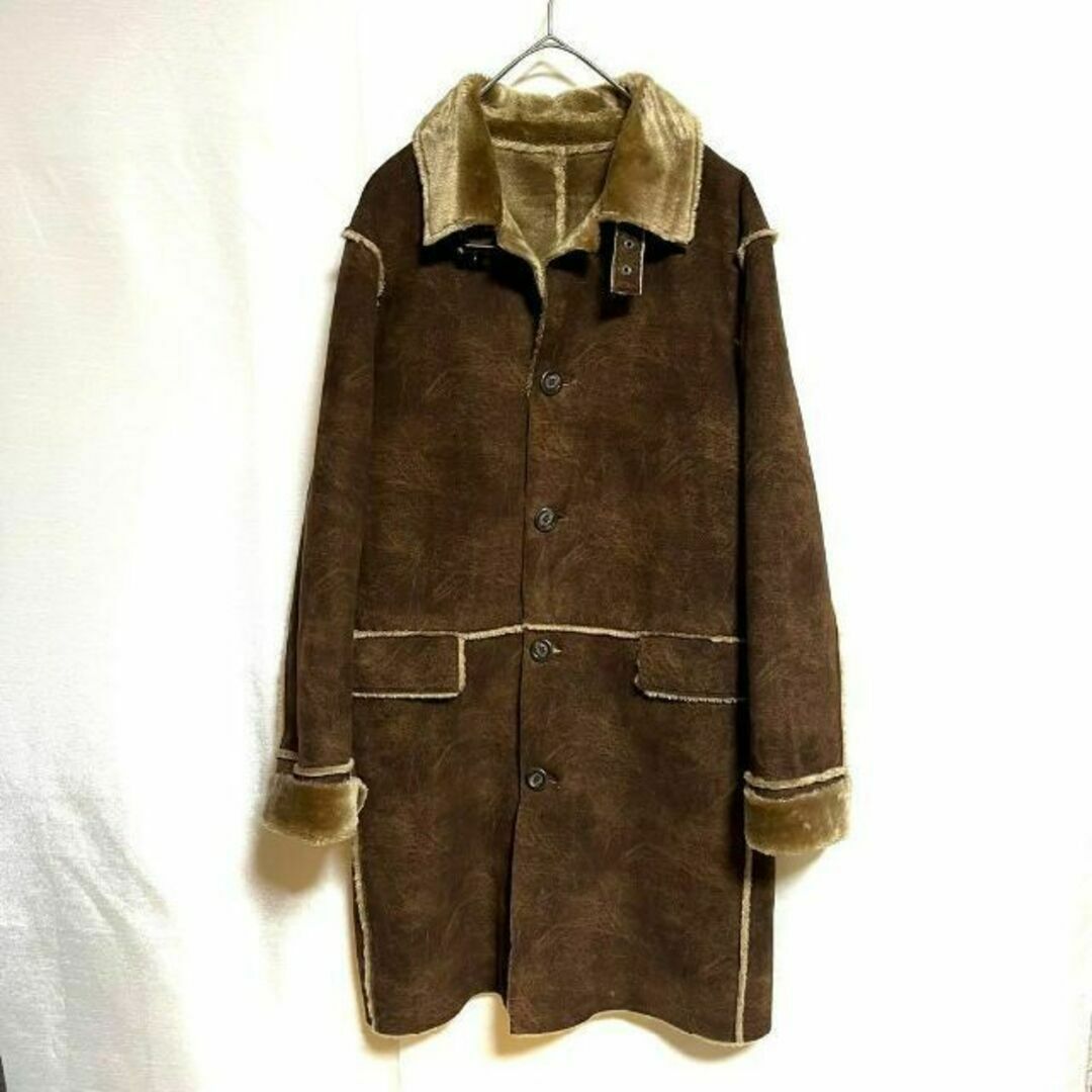 美品 カスタムカルチャー フェイクムートン ロングコート