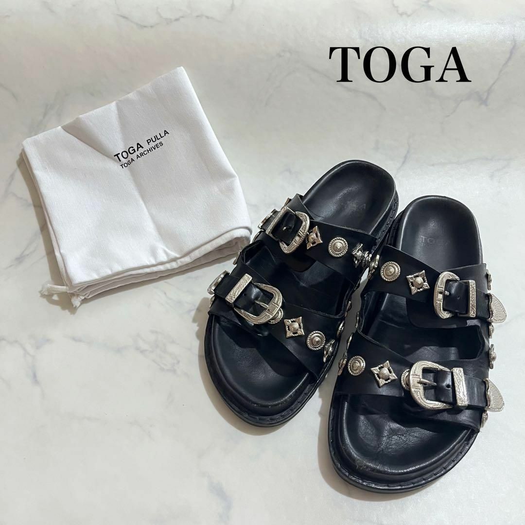 TOGA - TOGA BUCKLE SANDALS バックルサンダル 本革 24cm 37の通販 by