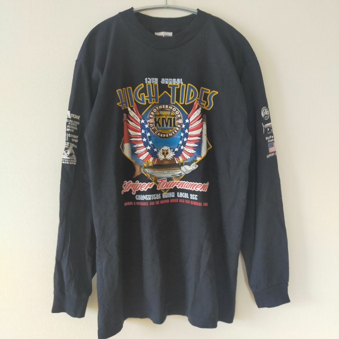 BAY SIDE(ベイサイド)の【USA製】BAYSIDE 長袖シャツ ブラックバス Mサイズ ボールドイーグル メンズのトップス(Tシャツ/カットソー(七分/長袖))の商品写真