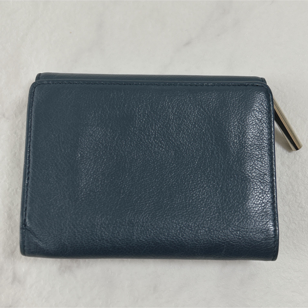 LANVIN en Bleu 三つ折り財布 牛革 レザー ハート金具 箱付き