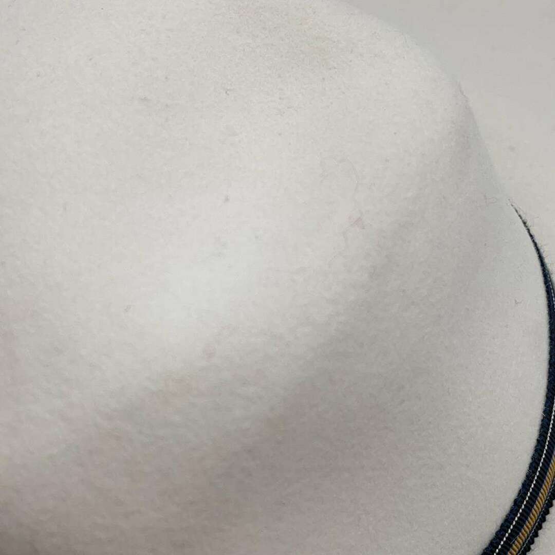 エルメス ハット リボンモチーフ ウール サイズ57 エルメス 帽子 白
