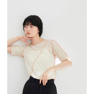 アダムエロぺ(Adam et Rope')のアダムエロペ　シアーカラーメローTee(Tシャツ(半袖/袖なし))