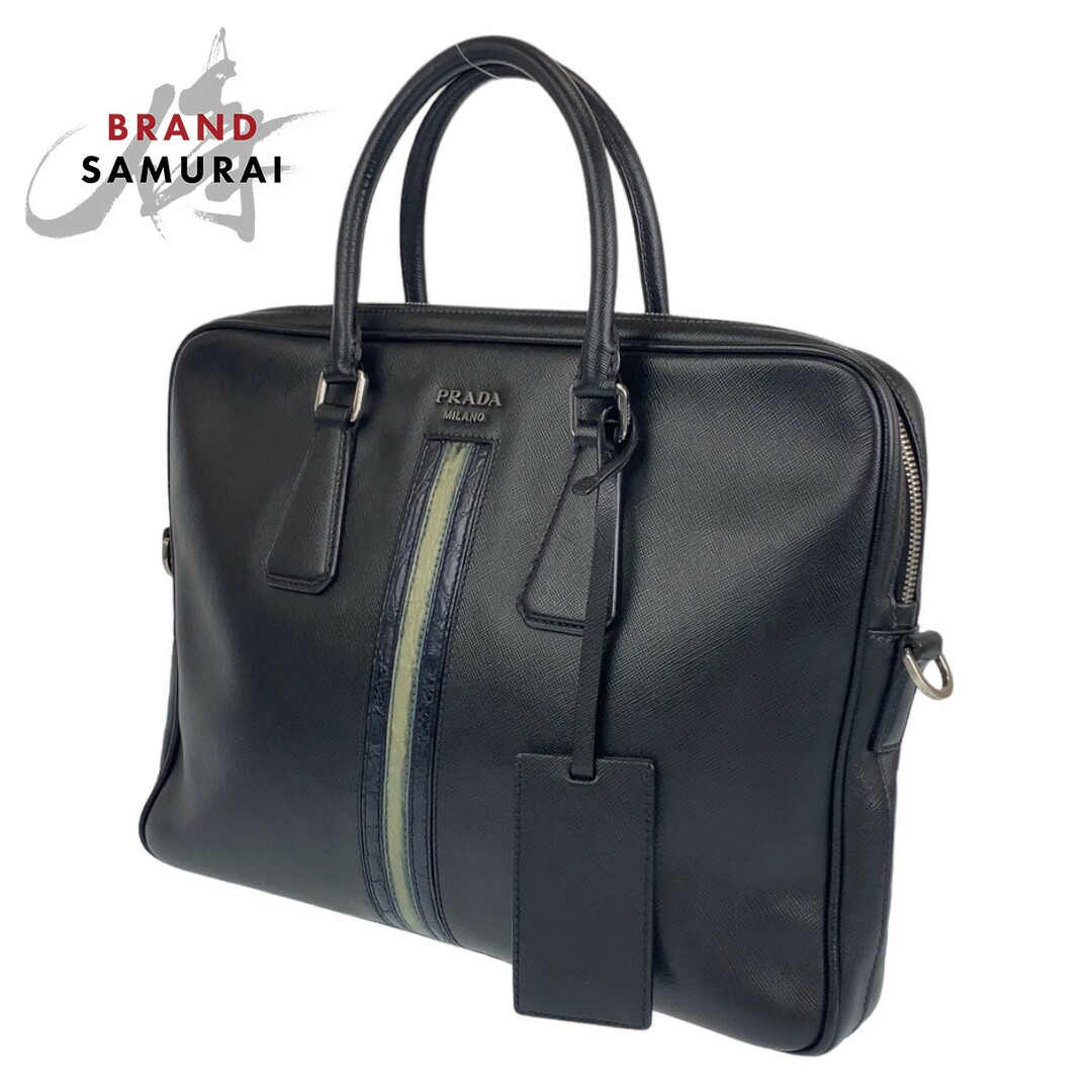 PRADA - 美品 PRADA プラダ サフィアーノ ブラック 黒 シルバー金具 ...