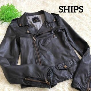 シップス(SHIPS)のSHIPS    シップス　ラムレザーライダースジャケット　Mサイズ(ライダースジャケット)