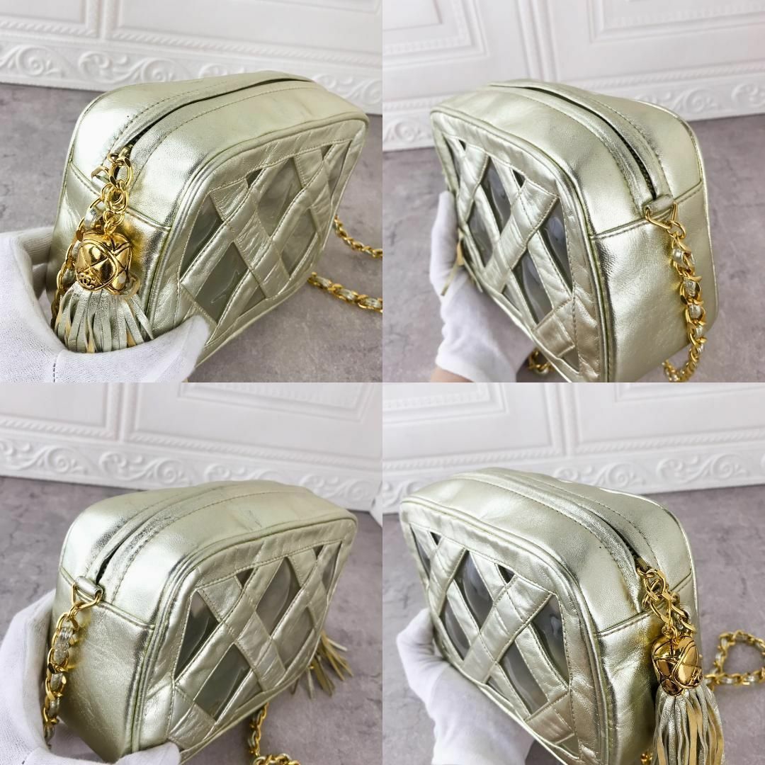 美品❤️正規品❤️シャネル ラムスキン フリンジ チェーンショルダー ゴールド