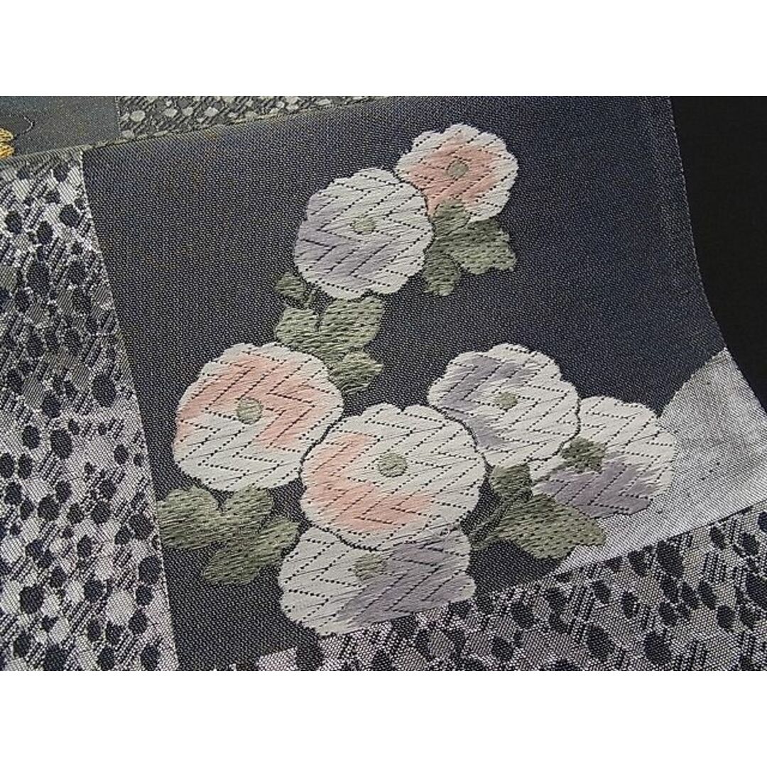 平和屋1■極上 六通柄袋帯 唐織 千鳥 黒地 金銀糸 逸品 1s046