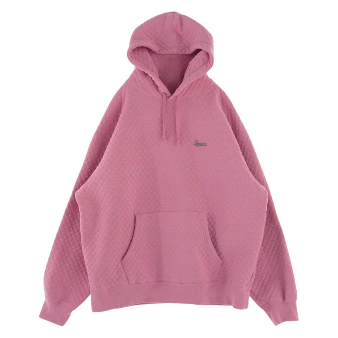 Supreme シュプリーム パーカー 23SS Micro Quilted Hooded Sweatshirt ミクロ キルティング フーデッド パーカー スウェット ピンク系 L【美品】