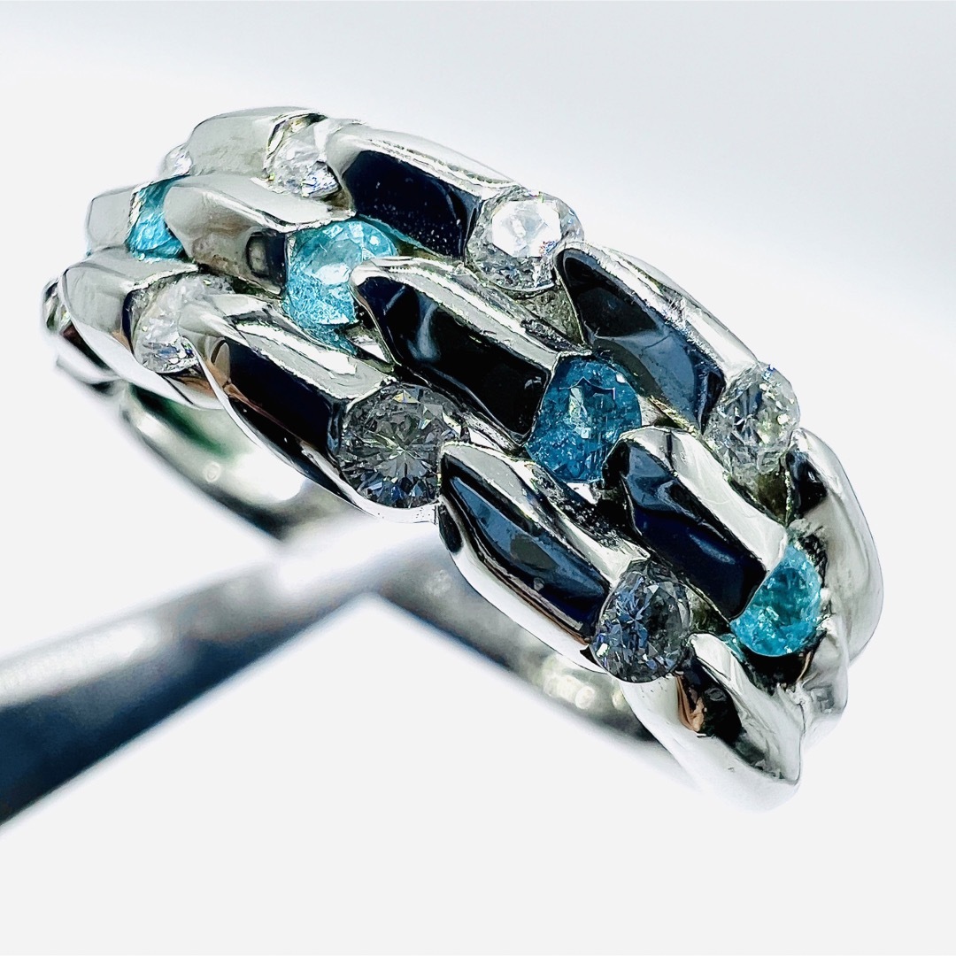 PT900 パライバトルマリン　ダイヤモンド　リング レディースのアクセサリー(リング(指輪))の商品写真