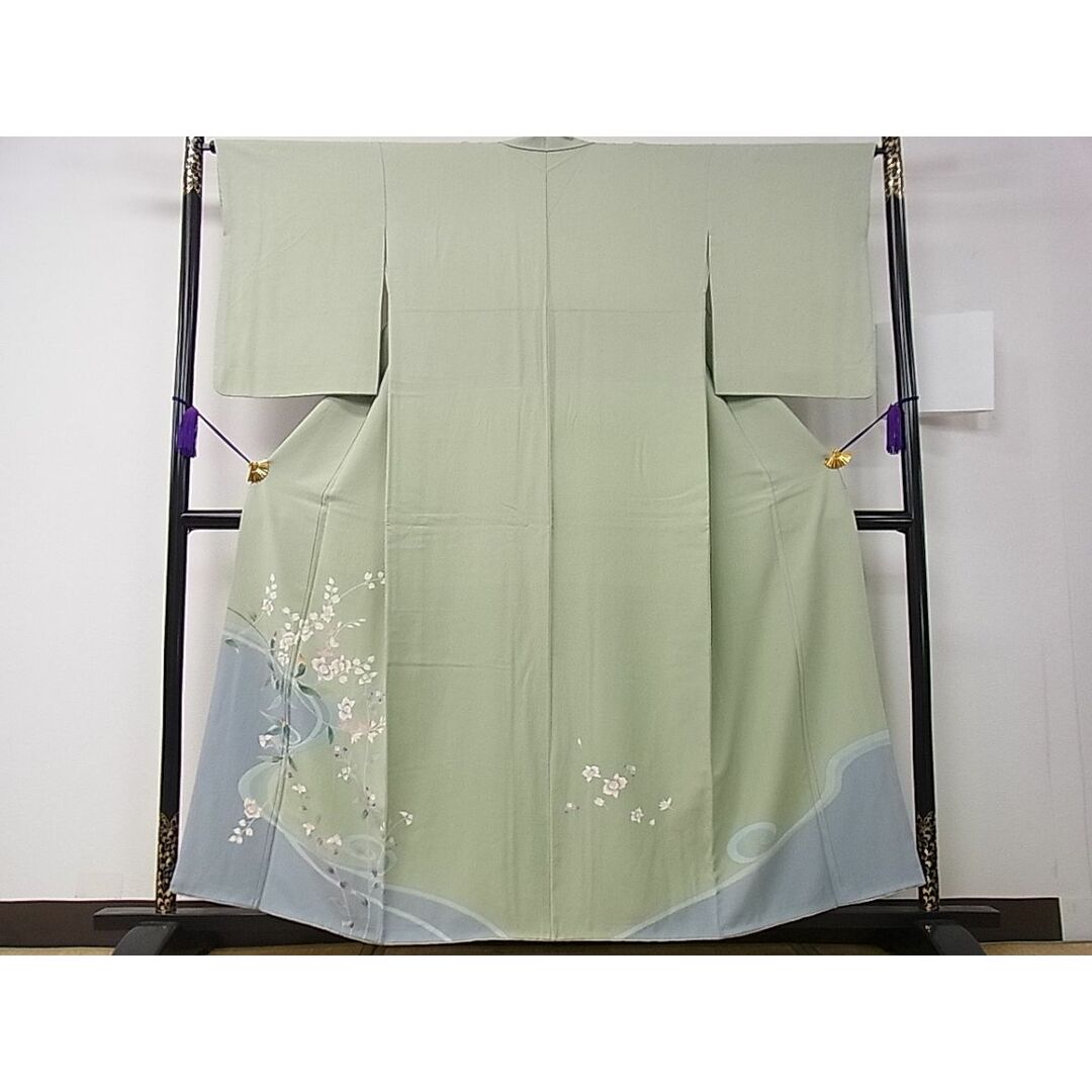 平和屋1■極上　訪問着　友禅　流水枝花文　逸品　3s30152