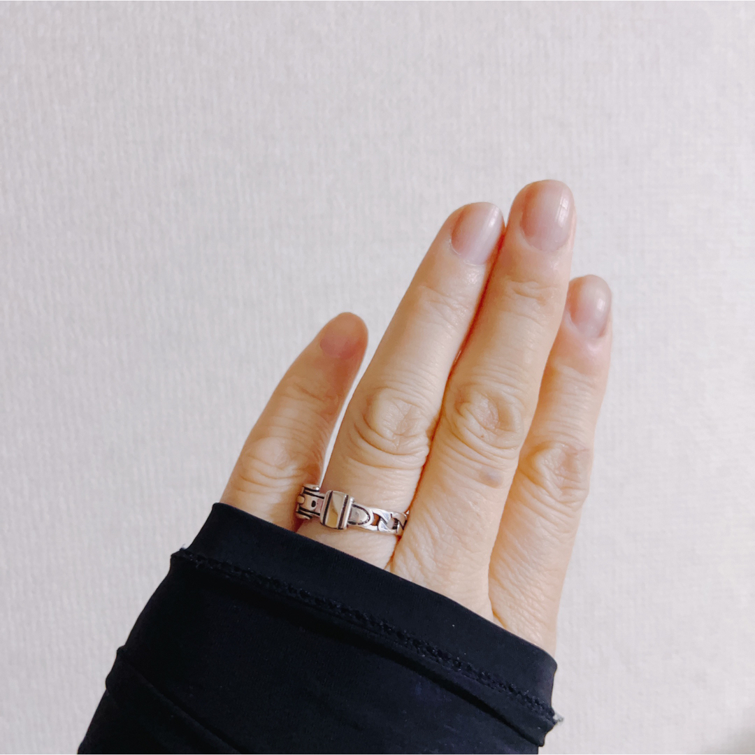 シルバー　指輪　韓国　海外　銀　男女兼用　フリーサイズ　チェーン　B