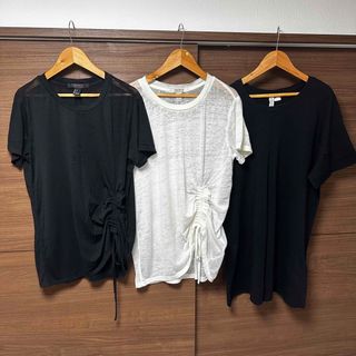 フォーエバートゥエンティーワン(FOREVER 21)のForever21 ギャザーリボンTシャツ/Ｈ&MブラックTシャツ　３枚セット(Tシャツ(半袖/袖なし))