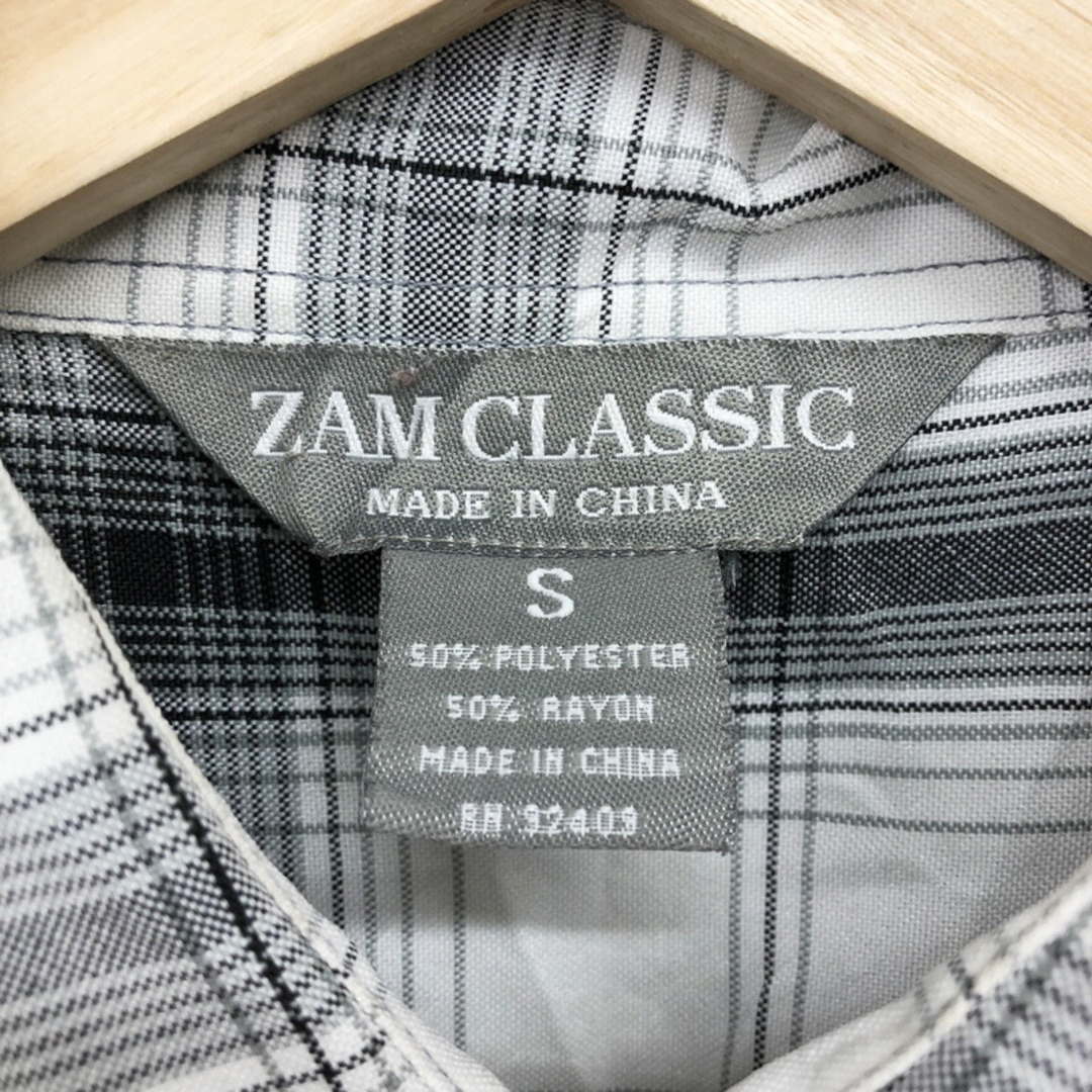 US古着 ZAM CLASSIC チェック柄 ポリ×レーヨン シャツ 半袖 サイズ 