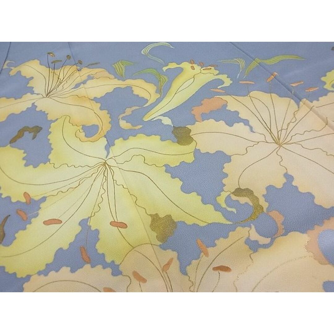 平和屋1□極上 ジャパンオートクチュール 渡辺雪三郎 訪問着 刺繍 百合