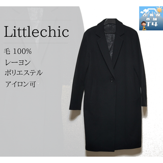Little chic ロングコート Mサイズ ブラック 毛100% ✓1097(チェスターコート)
