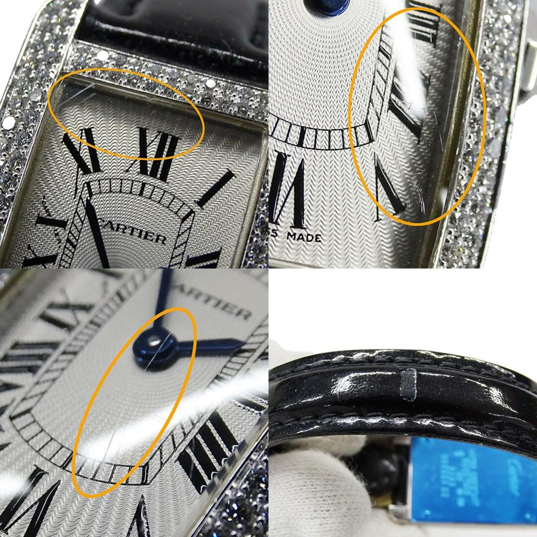カルティエ Cartier 時計 レディース ブランド タンクアメリカン SM ダイヤモンド クオーツ QZ 18K ホワイトゴールド レザー 2478 メーカー修理済み 磨き済み 9