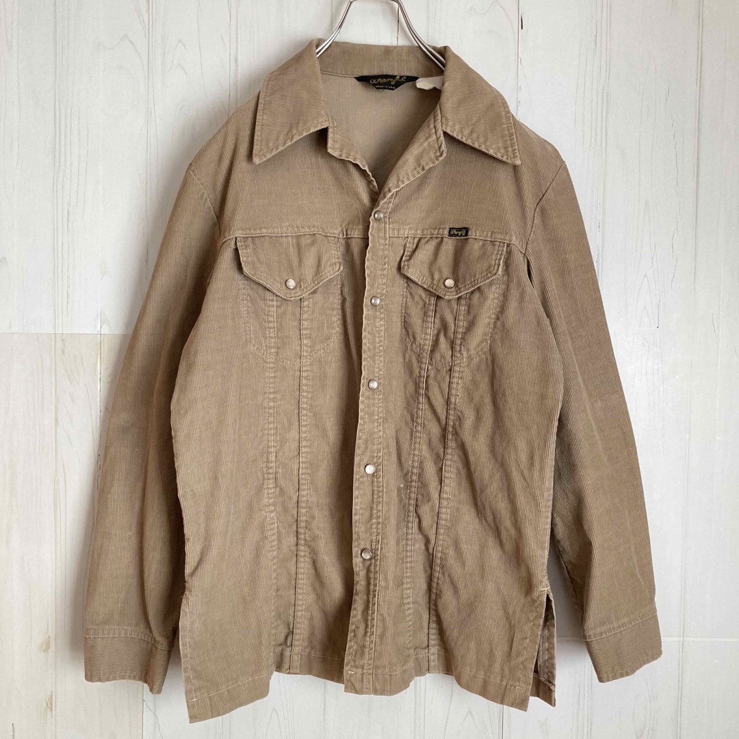 70s USA製 ラングラー WRANGLER オープンカラーコーデュロイシャツ