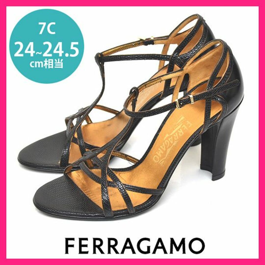 Salvatore Ferragamo - ほぼ新品♪フェラガモ レザー ヒールサンダル