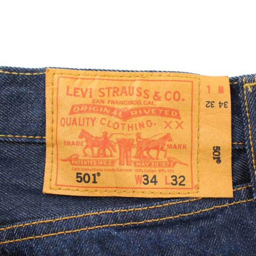 Levi's - Levi's 501 リジッド デニムパンツ ジーンズ W34 L32 L 紺の