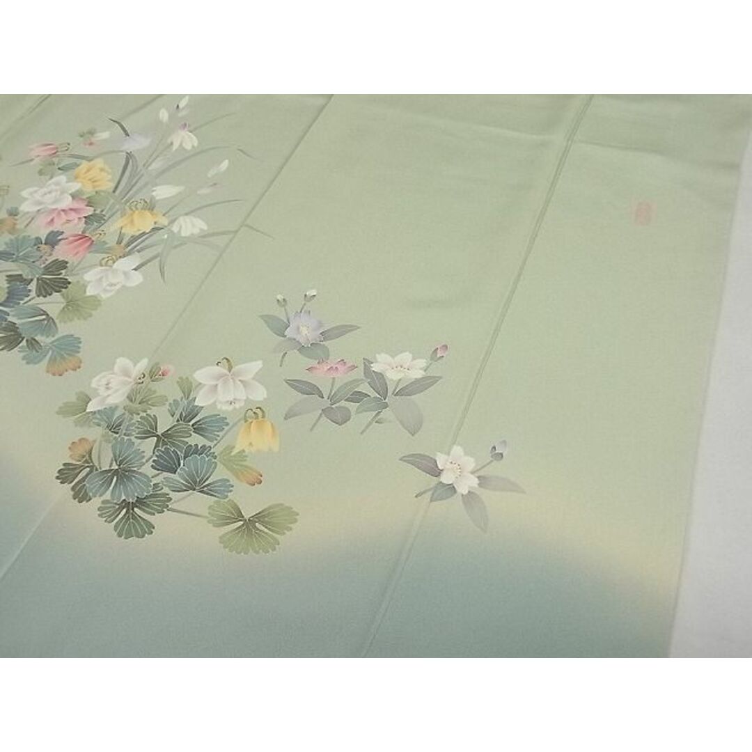 平和屋1□極上 訪問着 京友禅 作家物 籬花文 暈し染め 逸品 1s038 - 着物