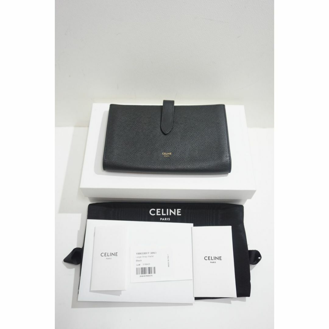 ITALY購入先美品正規 CELINE セリーヌ ラージ ストラップ ウォレット 818N▲