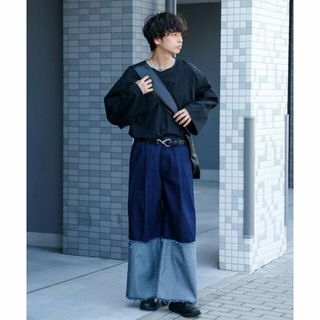 センスオブプレイスバイアーバンリサーチ(SENSE OF PLACE by URBAN RESEARCH)の【ONE WASH】『わたべ*SOP』キリカエフリンジデニムワイドパンツ(デニム/ジーンズ)