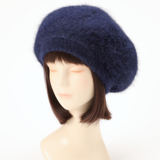 ミリーセヴァルセン 日本製 アンゴラブレンド ベレー ニット帽子 ネイビー(ハンチング/ベレー帽)