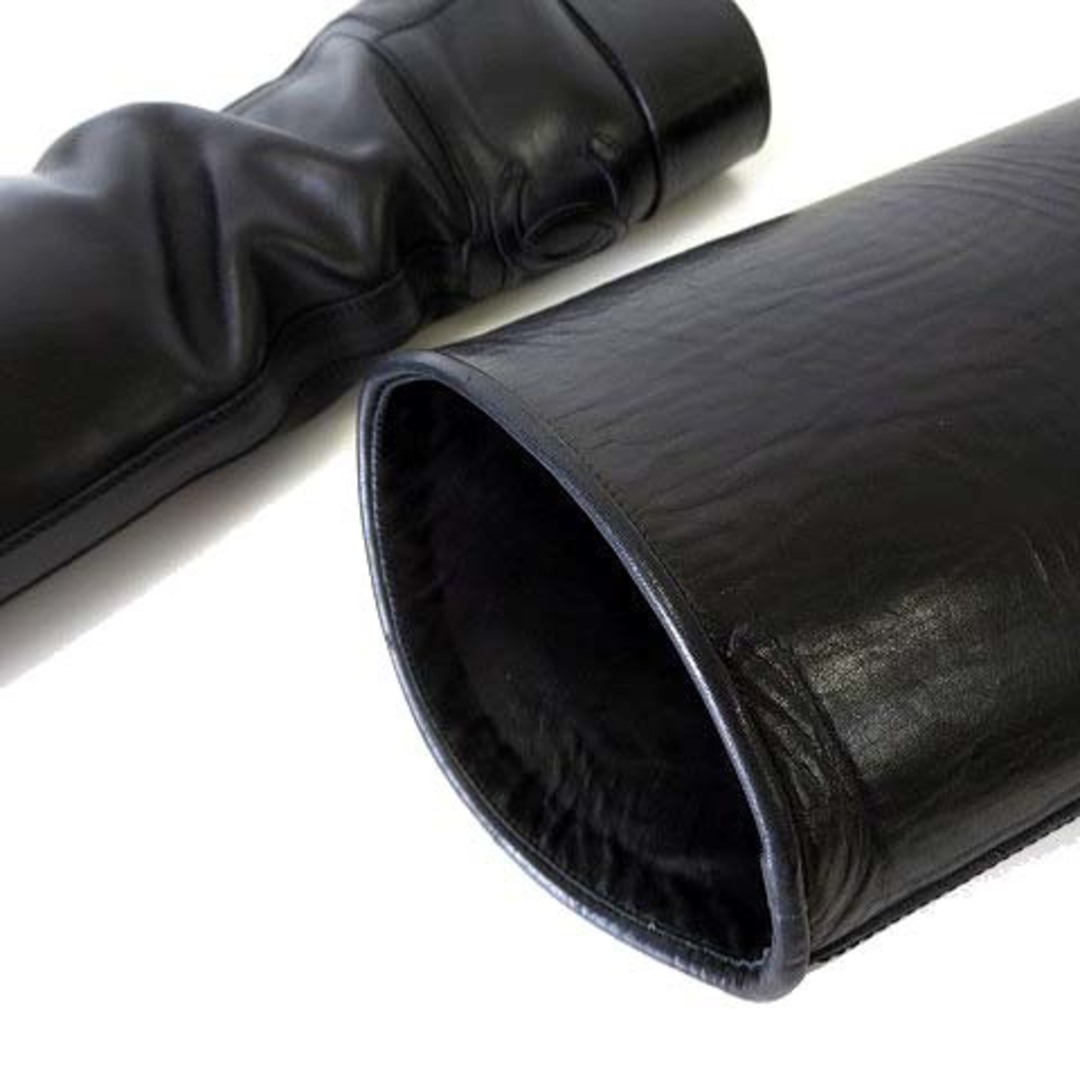 シャネル ブーツ ロング ジョッキー ココマーク レザー 36 黒 23cm
