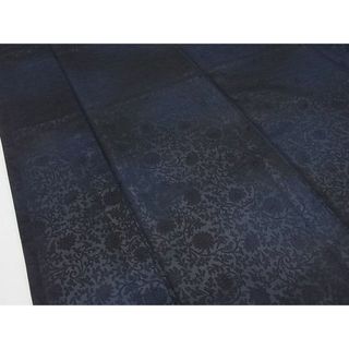 平和屋1□極上 京都・西陣 織元ブランド 秦流舎 お召 紗袷 花唐草文 暈