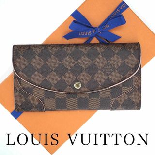 ルイヴィトン(LOUIS VUITTON)のルイヴィトン ダミエ ポルトフォイユ カイサ 長財布 　財布　茶色　ピンク 革(財布)