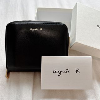 アニエスベー(agnes b.)のアニエスべー箱カード付き✨レザー　二つ折り財布　黒(財布)