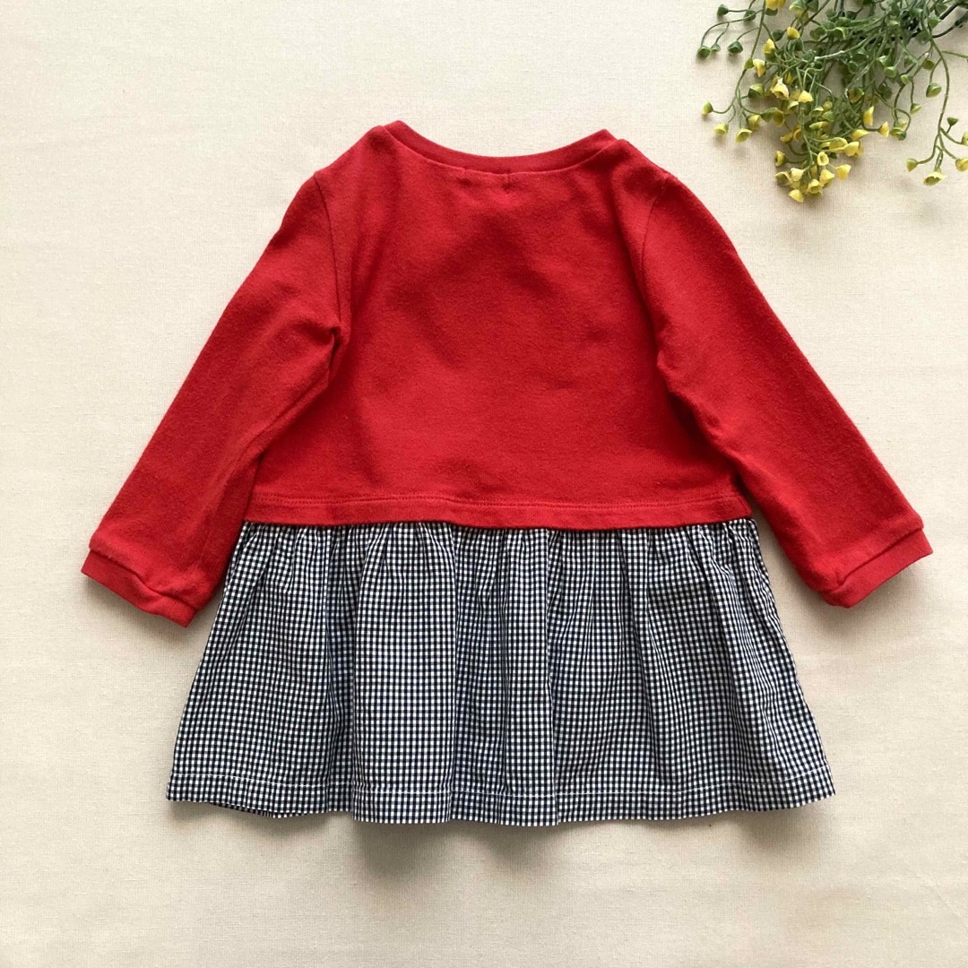 mikihouse(ミキハウス)の885 ミキハウス　うさこちゃんネックレス♡ギンガムチェックドッキングワンピース キッズ/ベビー/マタニティのベビー服(~85cm)(ワンピース)の商品写真