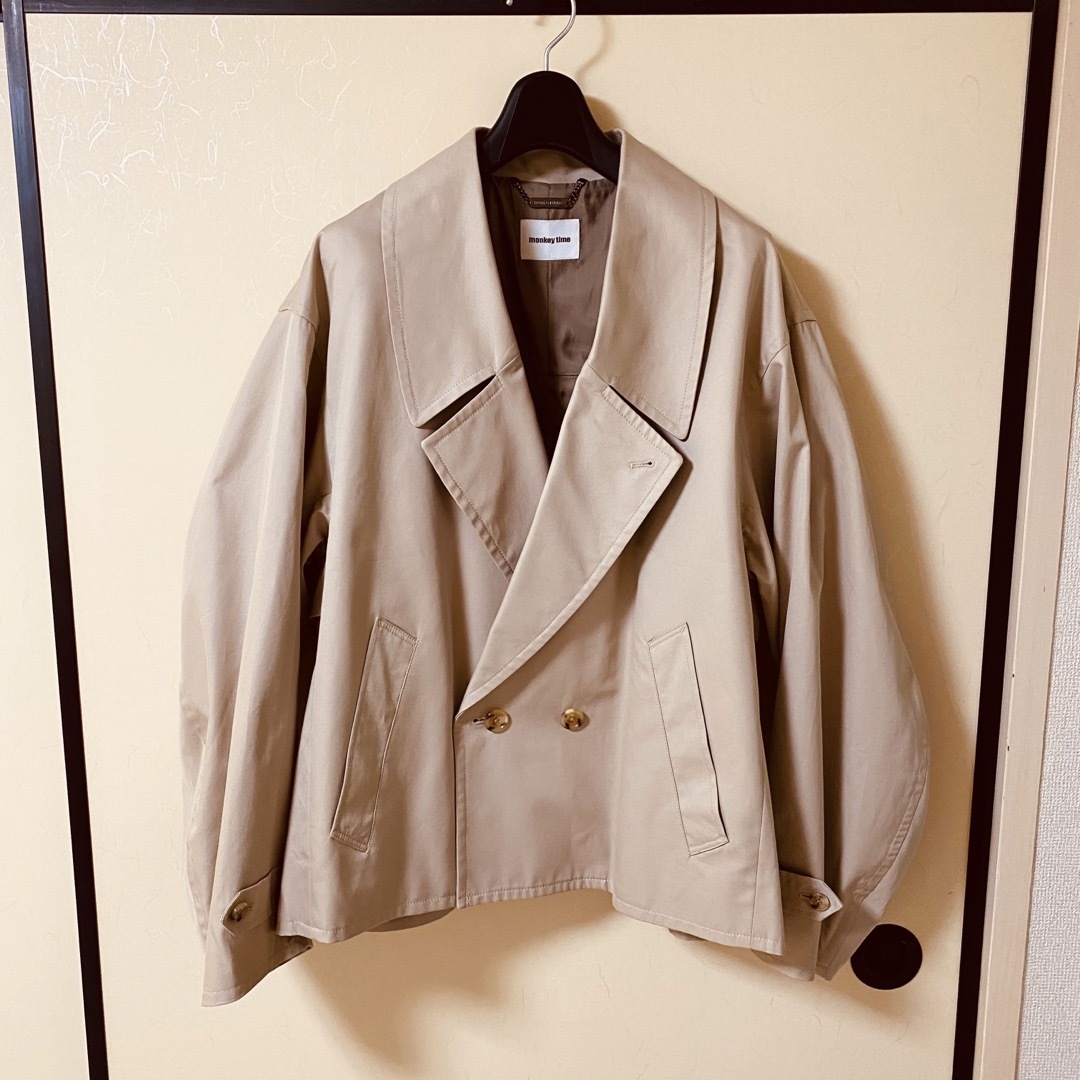 monkey time / COTTON GABA CROPPED COAT