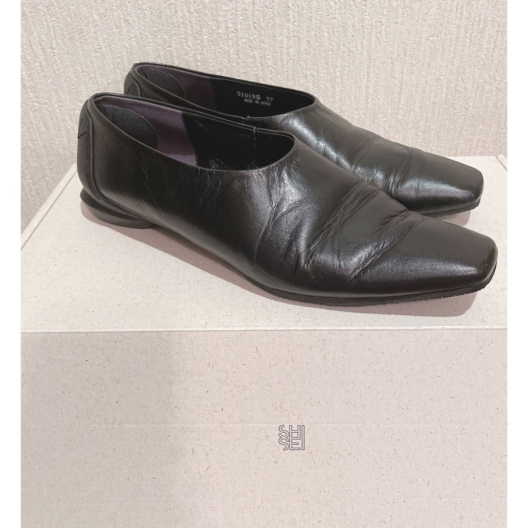 SHISEI TIGHT SQUARE SLIPON／black レディースの靴/シューズ(スリッポン/モカシン)の商品写真