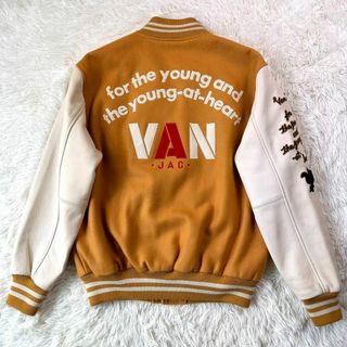 激レア】VAN JACKET セミデコ スタジャン 黄×白 袖レザー L