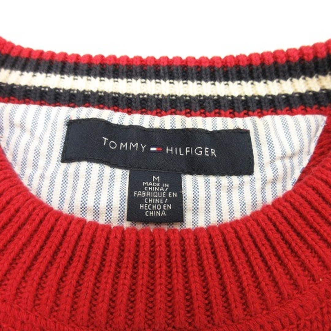 トミーヒルフィガー ロゴ刺繍 ニットセーター レッド 赤色 L