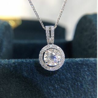 296Na【オシャレ】大粒　ダイヤ　ネックレス　CZ 　シルバーチェーン