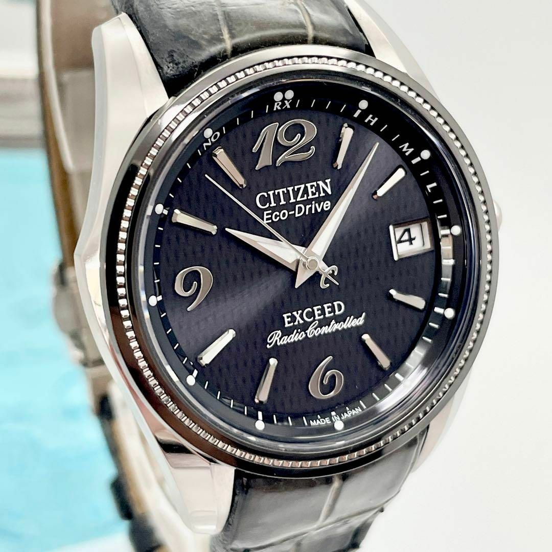 329 【美品】CITIZEN エクシード時計　メンズ腕時計　電波ソーラー時計
