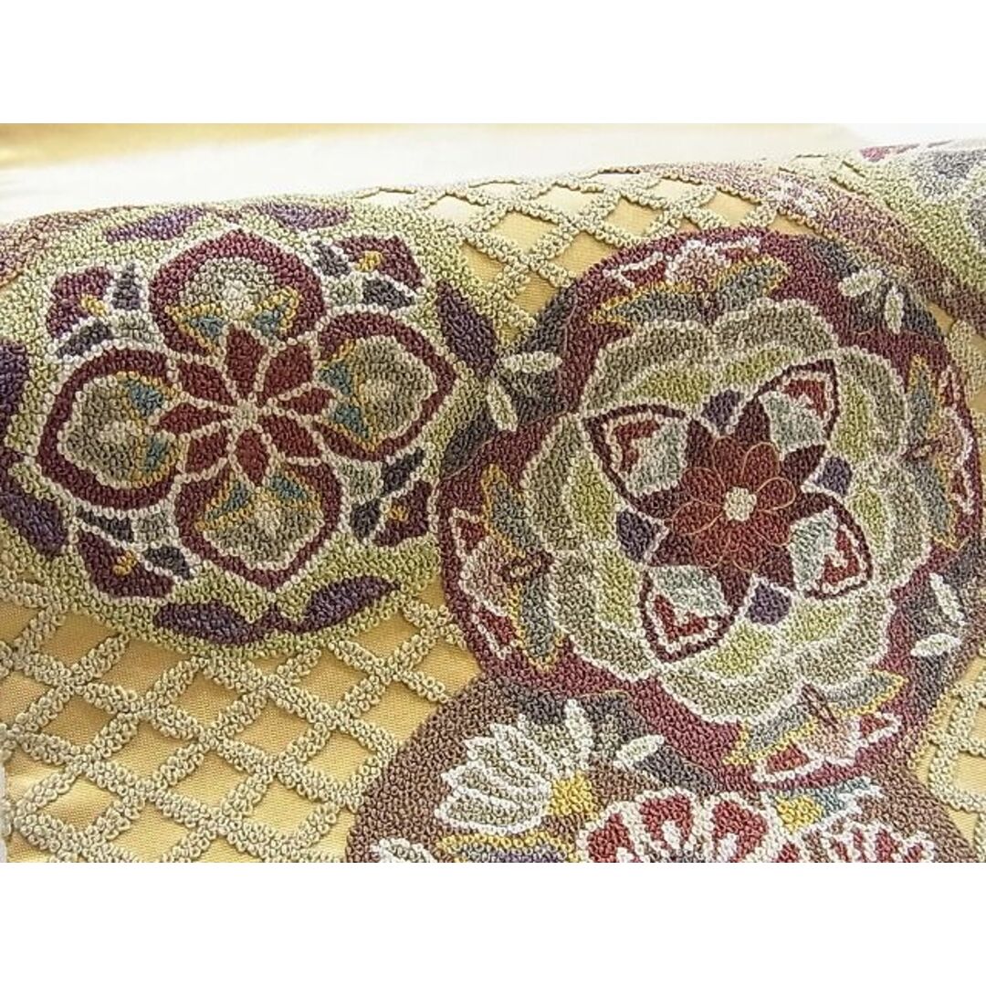 平和屋-こころ店□極上 中国三大刺繍 総相良刺繍 袋帯 花丸天井文 正絹