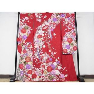 平和屋-こころ店□極上 振袖 花鞠文 金彩 着丈171cm 裄丈68cm 正絹