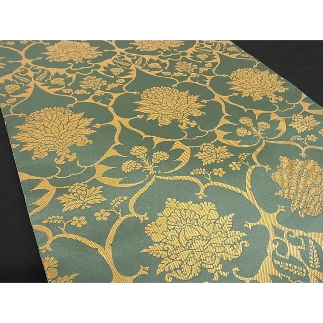 平和屋-こころ店□極上 両面全通柄袋帯 飾花文 金糸 正絹 逸品 3kk1866