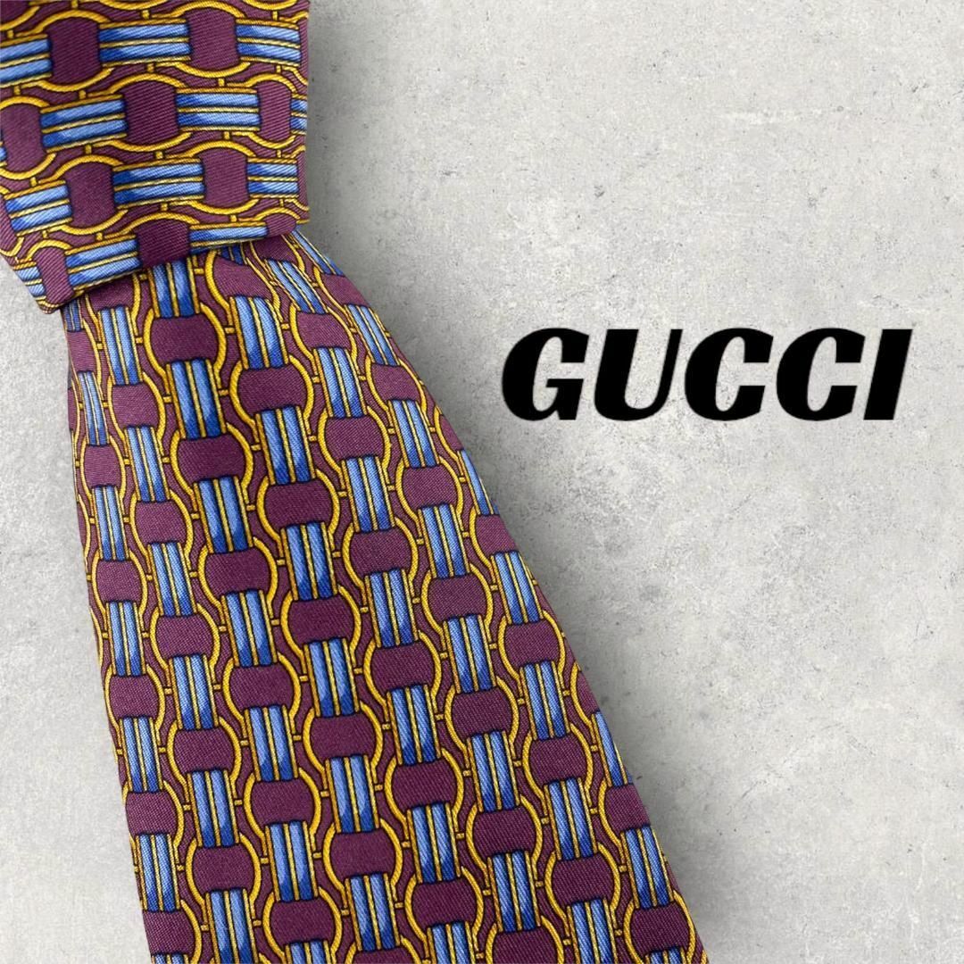 【4999】美品ー良品！GUCCI ネクタイ　パープル系　リング柄. | フリマアプリ ラクマ