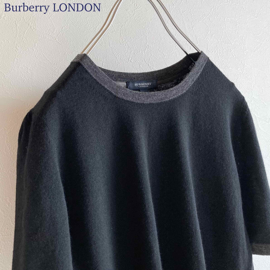 BURBERRY(バーバリー)のバーバリー ロンドン カシミヤ シルク ウール 半袖 ニット 1 黒 ブラック レディースのトップス(ニット/セーター)の商品写真