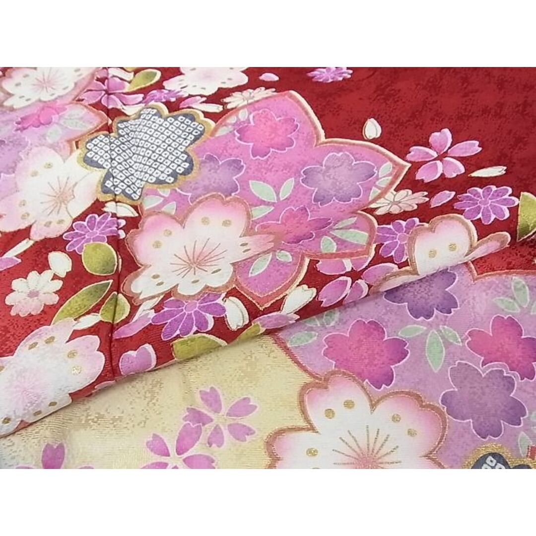 平和屋-こころ店□豪華振袖 舞桜文 暈し染め 金彩 着丈164cm 裄丈64cm