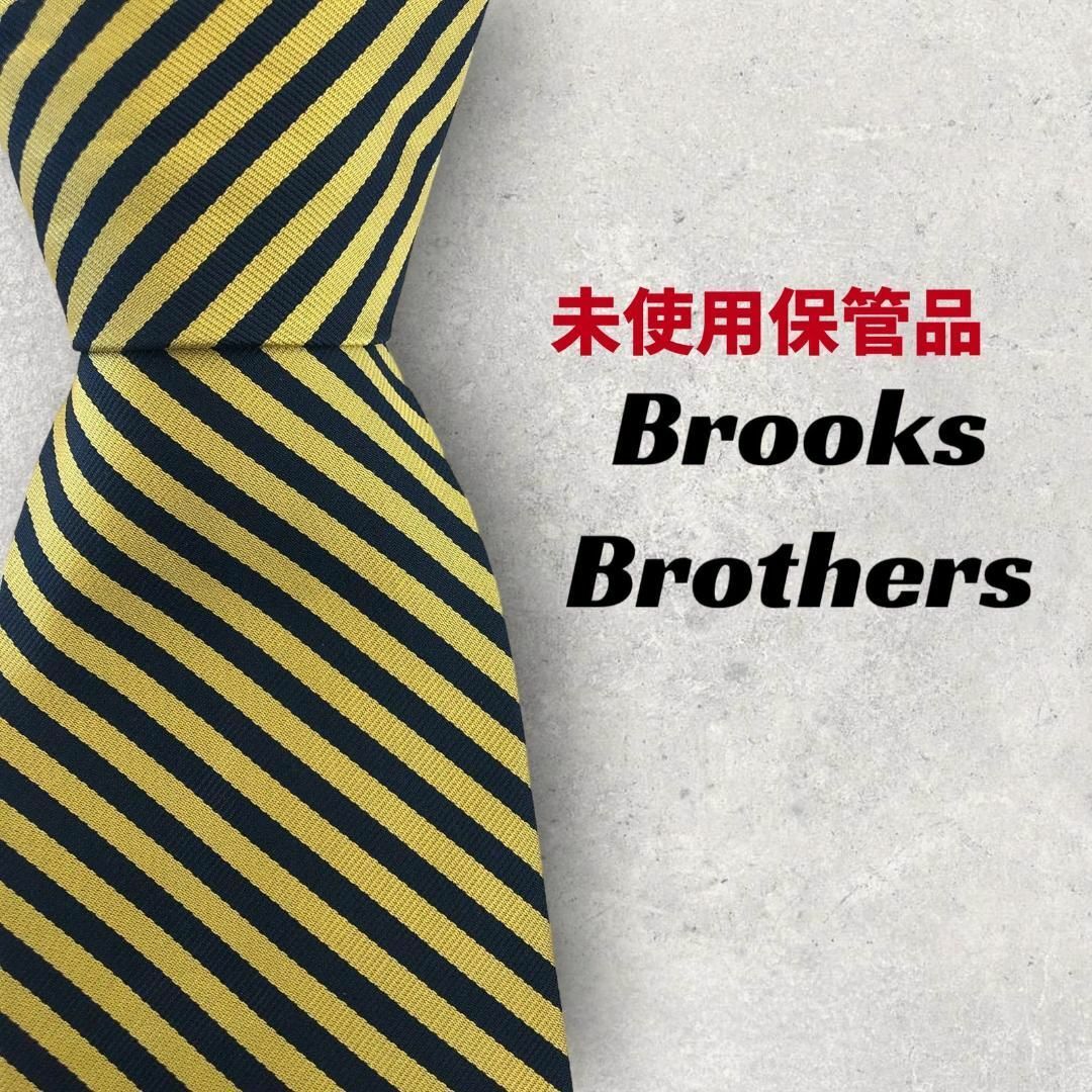 【5043】新品未使用！BrooksBrothers　ネクタイ　イエロネイビー.