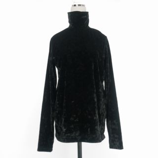 ドリスヴァンノッテン(DRIES VAN NOTEN)のドリスヴァンノッテン ベロア ハイネック カットソー 長袖 M 黒(カットソー(長袖/七分))