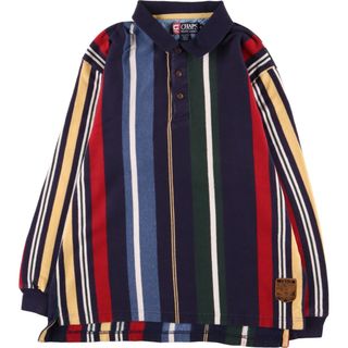 ラルフローレン(Ralph Lauren)の古着 90年代 ラルフローレン Ralph Lauren CHAPS チャップス 長袖 ストライプ ポロシャツ メンズM ヴィンテージ /eaa367756(ポロシャツ)